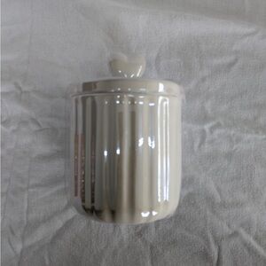 2025 Target Round White Iridescent Ceramic Canister Candy Jar Heart NEW